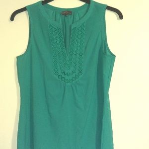 Teal sleeveless blouse